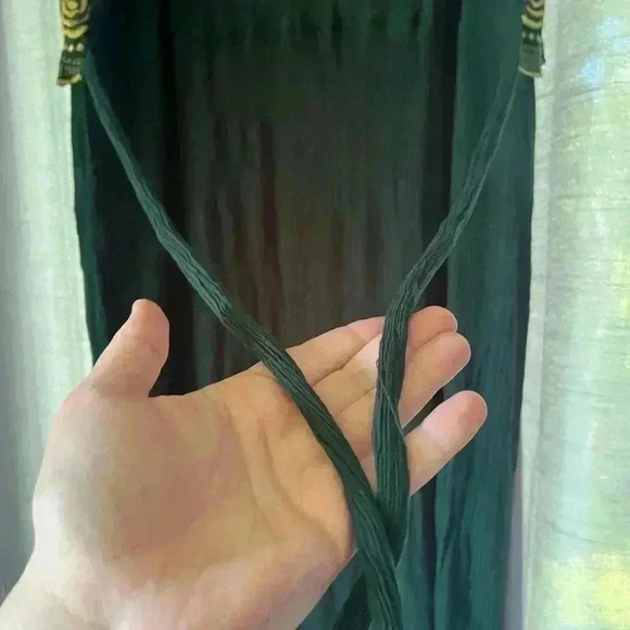 Vintage Women’s Fashion Bug Green and Gold Embroidered  Dress Size 30/32W - Picture 4 of 5